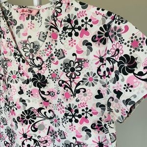 Floral designed scrub top